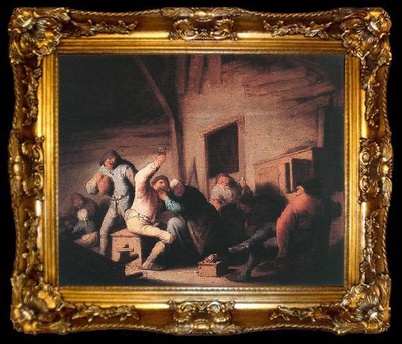 framed  Adriaen van ostade Carousing peasants in a tavern., ta009-2